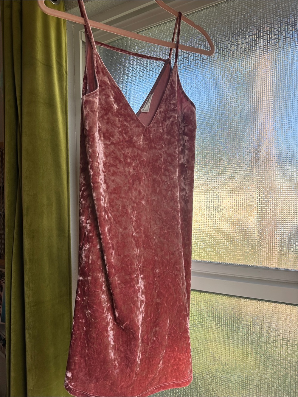 Sage The Label XS crushed Velvet Dress in Dusty Pink Rose